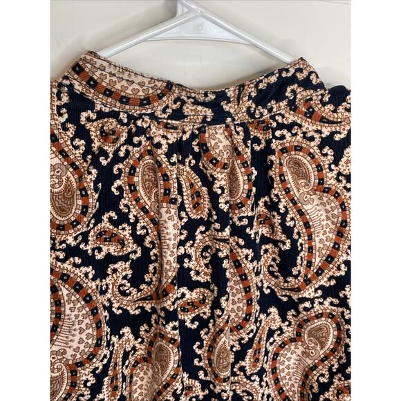 Banana Republic Women's Boho Paisley Corduroy Mini Dress Sz L 70s Peasant Flowy - Picture 9 of 15